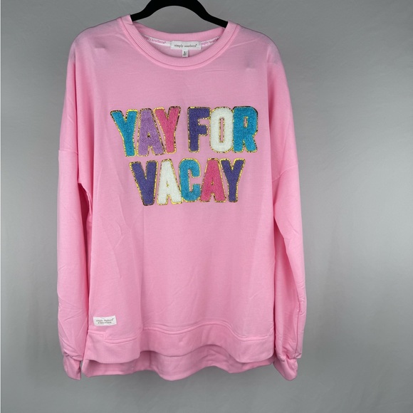 Simply Southern Sweaters - NWT - Women’s Simply Southern Yay For Vacay Sweatshirt - Size Large - Pink